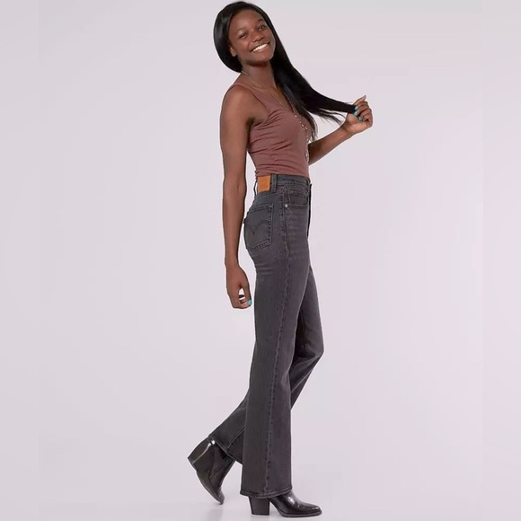 Levis Premium | Ribcage Flare Jean Gray Washed Black Size 29/8 70s High Rise - Picture 2 of 16